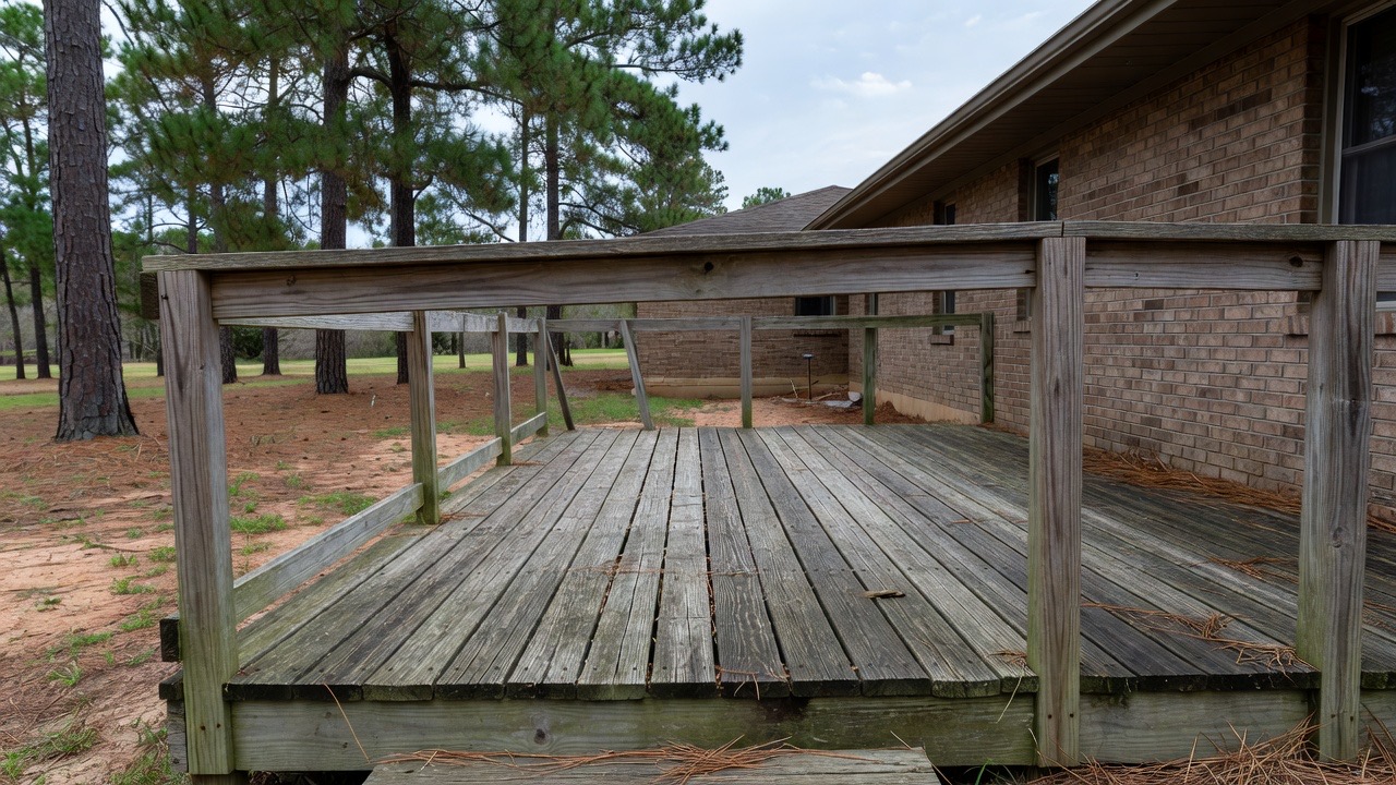 Backyard before a new deck