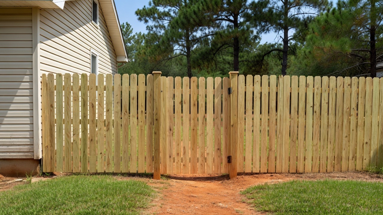 New wood fence after install